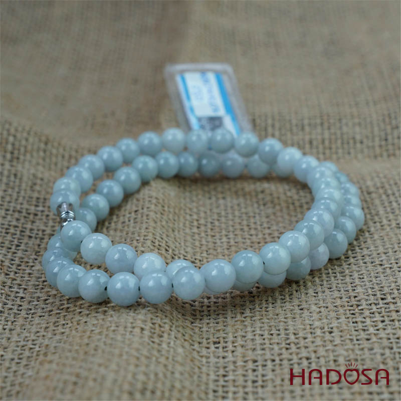 Vòng cổ Ngọc Cẩm Thạch Jade A nếp chủng lí môn 8mm 50cm