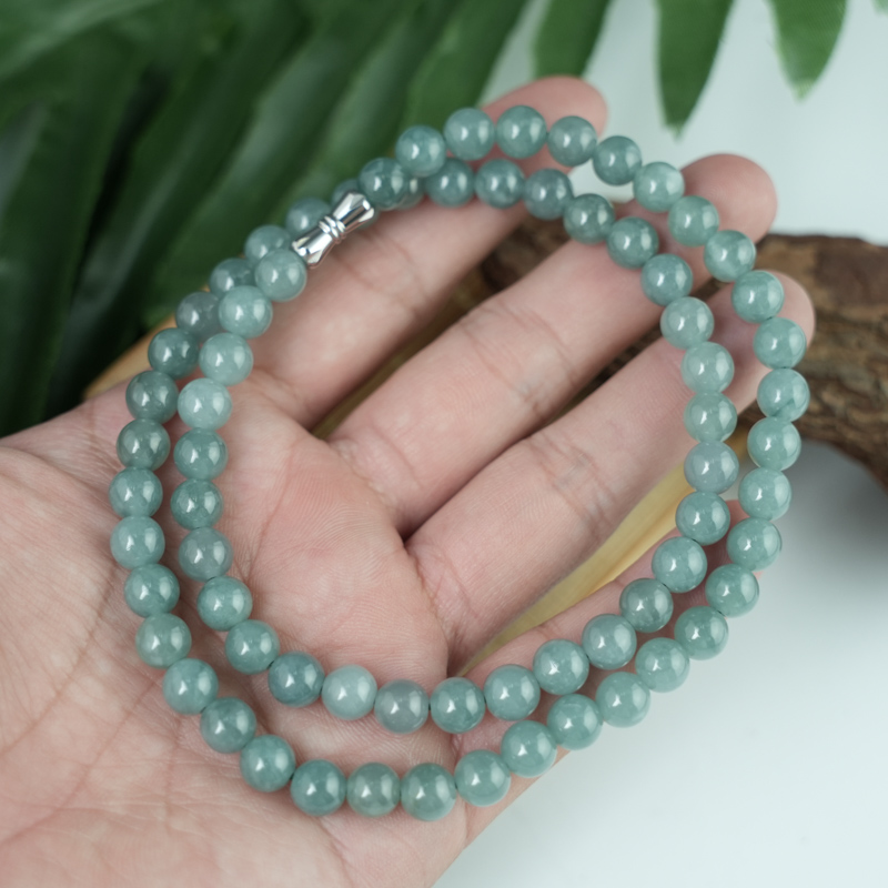 Vòng cổ Cẩm Thạch A Xanh Ngọc 7mm