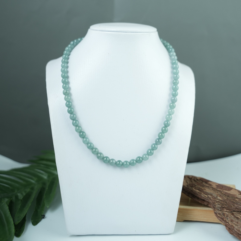 Vòng cổ Cẩm Thạch A Xanh Ngọc 7mm