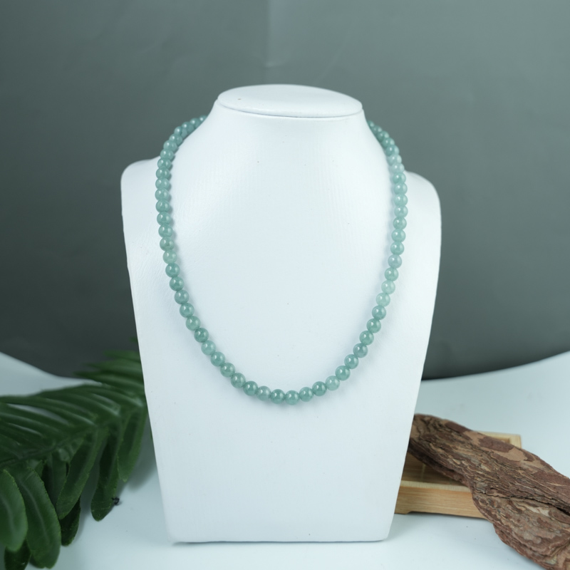 Vòng cổ Cẩm Thạch A Xanh Ngọc 7mm