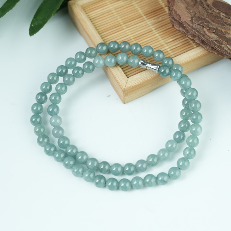 Vòng cổ Cẩm Thạch A Xanh Ngọc 7mm