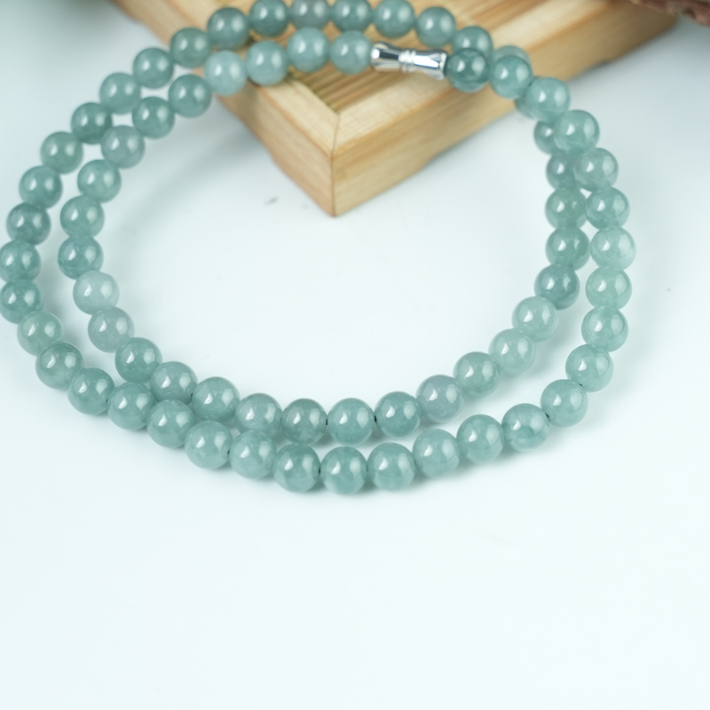 Vòng cổ Cẩm Thạch A Xanh Ngọc 7mm