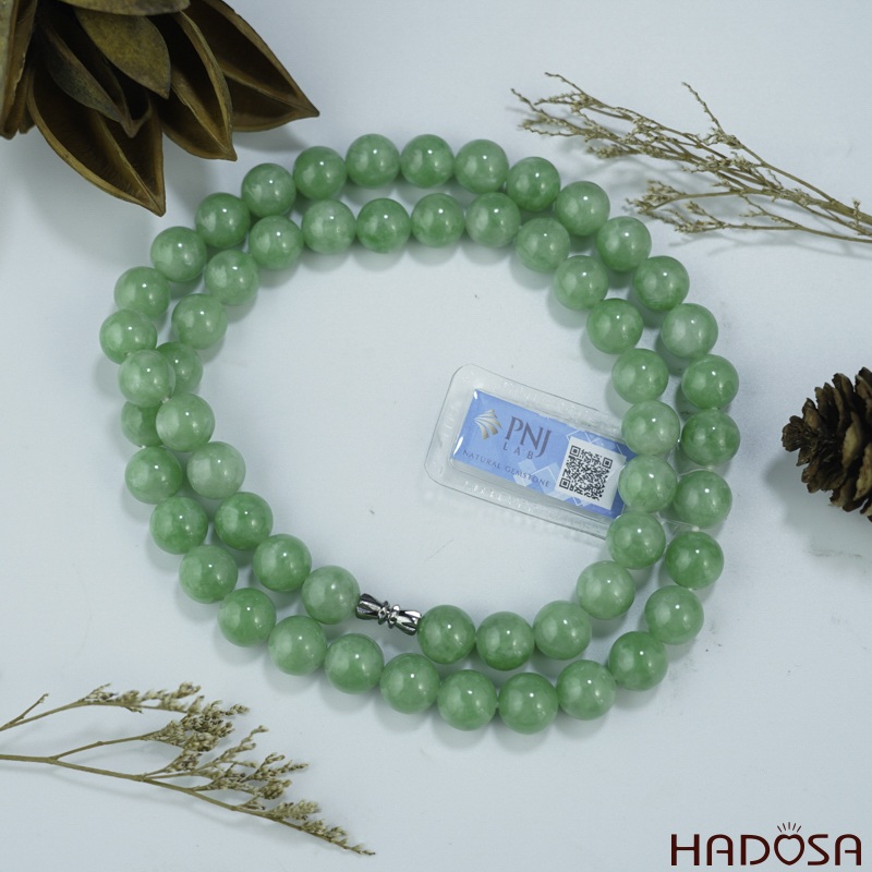 Vòng cổ Cẩm Thạch xanh lý táo 10ly