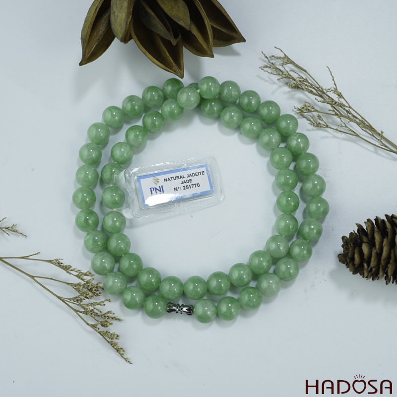 Vòng cổ Cẩm Thạch xanh lý táo 10ly