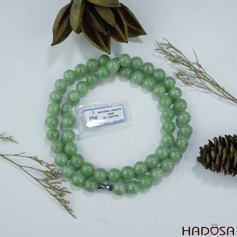 Vòng cổ Cẩm Thạch xanh lý táo 10ly