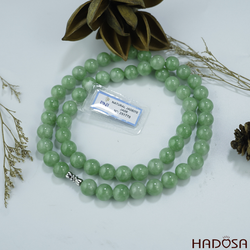 Vòng cổ Cẩm Thạch xanh lý táo 10ly
