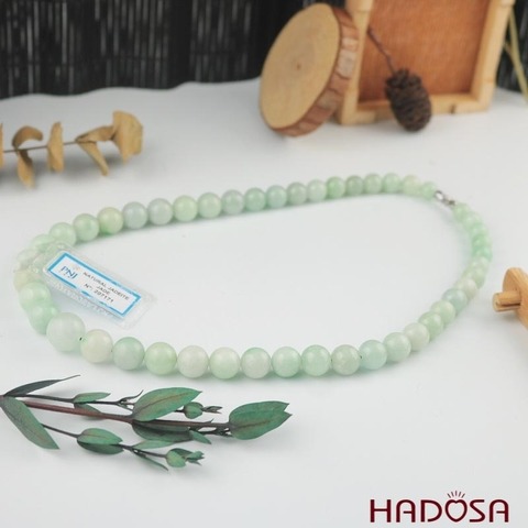 Vòng cổ ngọc cẩm thạch trắng lý 47cm