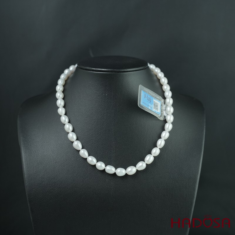 Vòng cổ  Ngọc trai trắng hạt gạo 8mm 4A