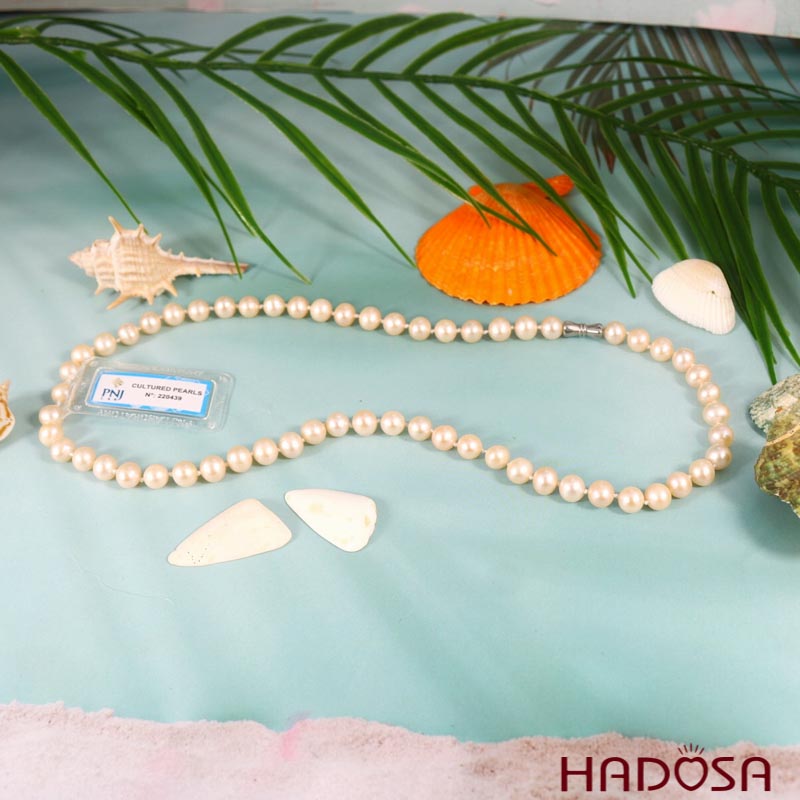 Vòng cổ Ngọc trai vàng hồng 7mm