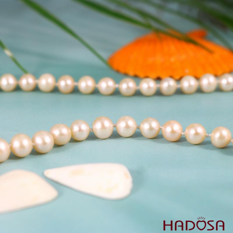 Vòng cổ Ngọc trai vàng hồng 7mm