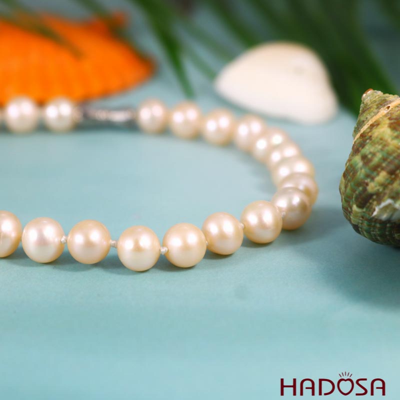Vòng cổ Ngọc trai vàng hồng 7mm