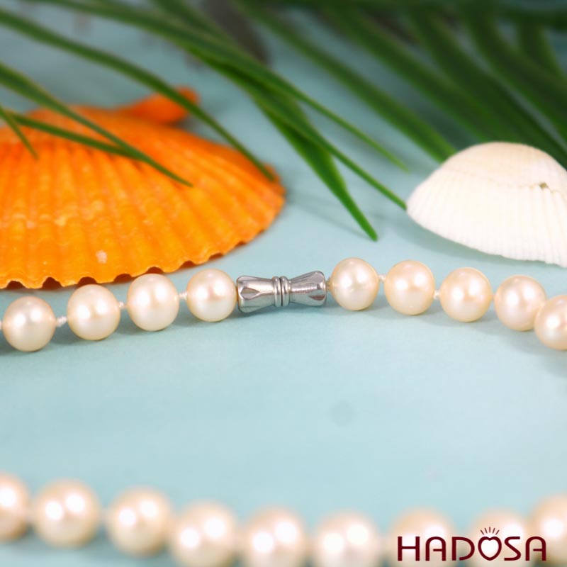 Vòng cổ Ngọc trai vàng hồng 7mm