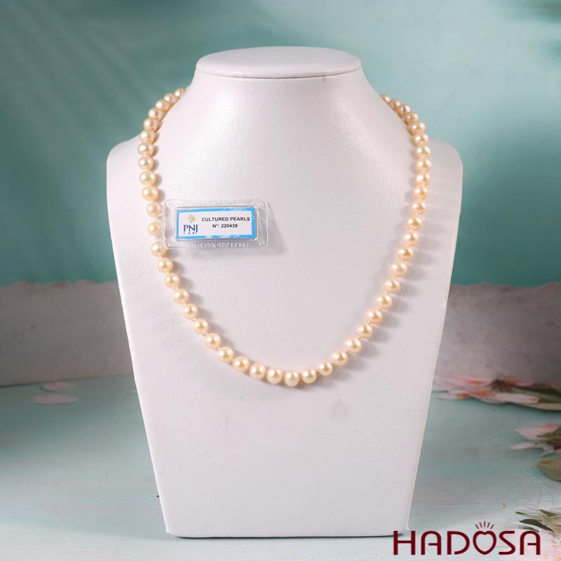 Vòng cổ Ngọc trai vàng hồng 7mm