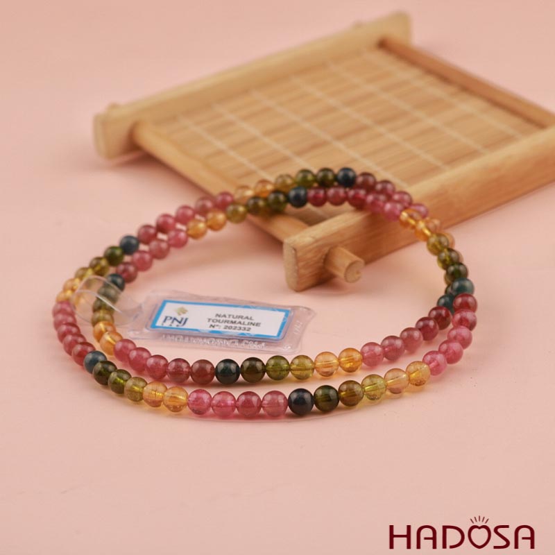Vòng cuốn Tourmaline Hồng Lục Bảo 6mm chuẩn 7A
