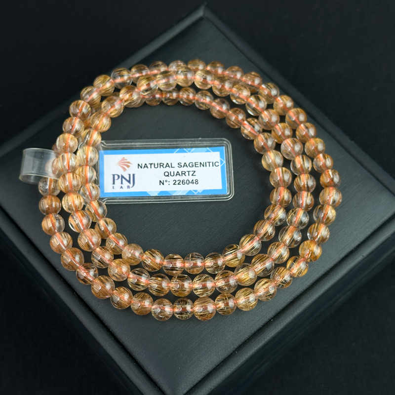 Vòng cuốn Thạch Anh tóc nâu 5,5mm chuẩn 7A