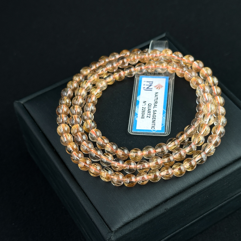 Vòng cuốn Thạch Anh tóc nâu 5,5mm chuẩn 7A