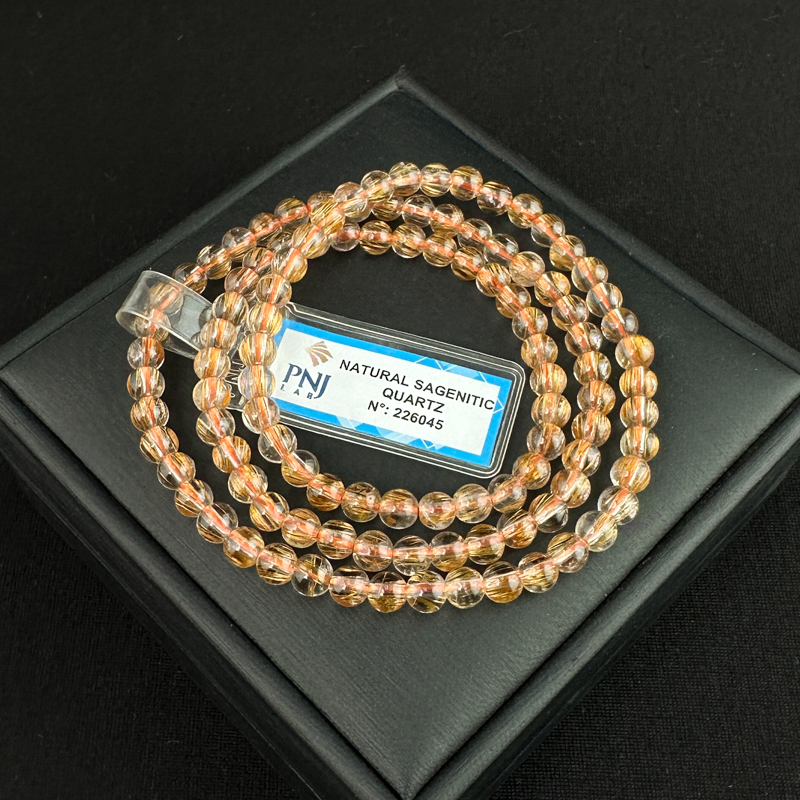 Vòng cuốn  Thạch Anh tóc nâu 5mm chuẩn 6A