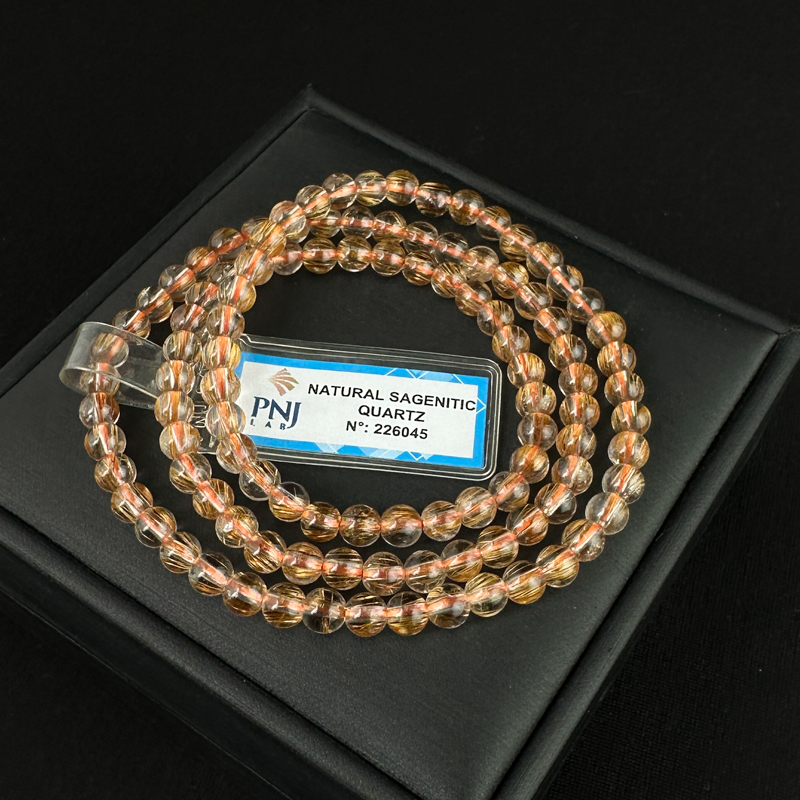 Vòng cuốn  Thạch Anh tóc nâu 5mm chuẩn 6A