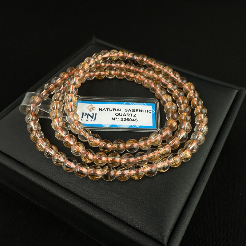 Vòng cuốn  Thạch Anh tóc nâu 5mm chuẩn 6A