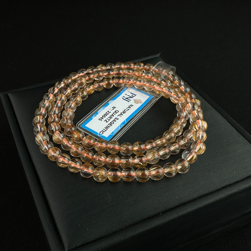 Vòng cuốn  Thạch Anh tóc nâu 5mm chuẩn 6A