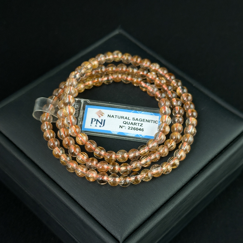 Vòng cuốn Thạch Anh tóc nâu 5mm chuẩn 7A