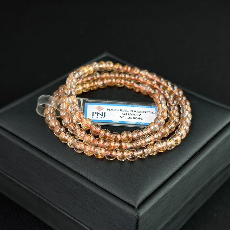 Vòng cuốn Thạch Anh tóc nâu 5mm chuẩn 7A