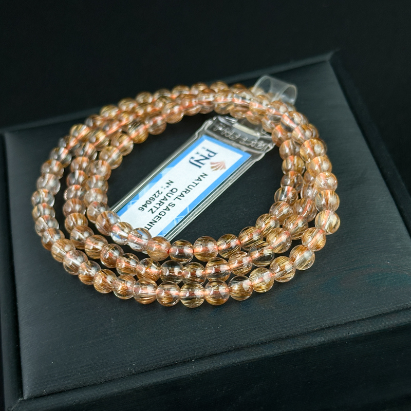 Vòng cuốn Thạch Anh tóc nâu 5mm chuẩn 7A