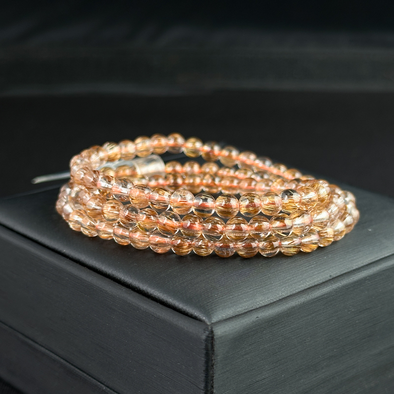 Vòng cuốn Thạch Anh tóc nâu 5mm chuẩn 7A