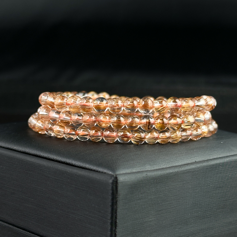 Vòng cuốn Thạch Anh tóc nâu 5mm chuẩn 7A