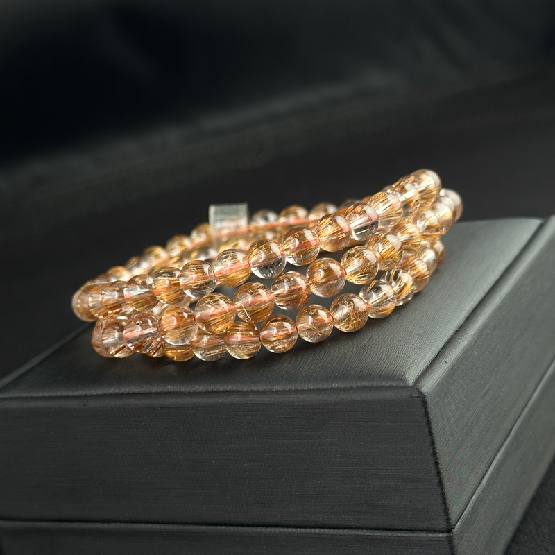 Vòng cuốn Thạch Anh tóc nâu 6.5mm chuẩn 7A