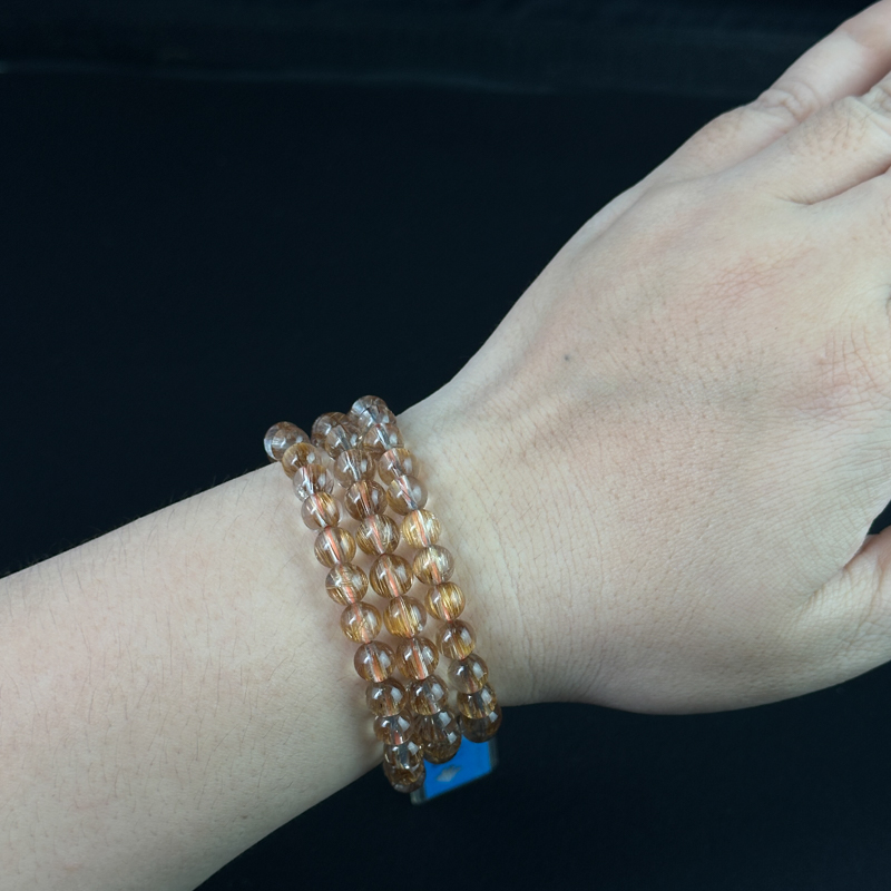 Vòng cuốn Thạch Anh tóc nâu 6.5mm chuẩn 7A