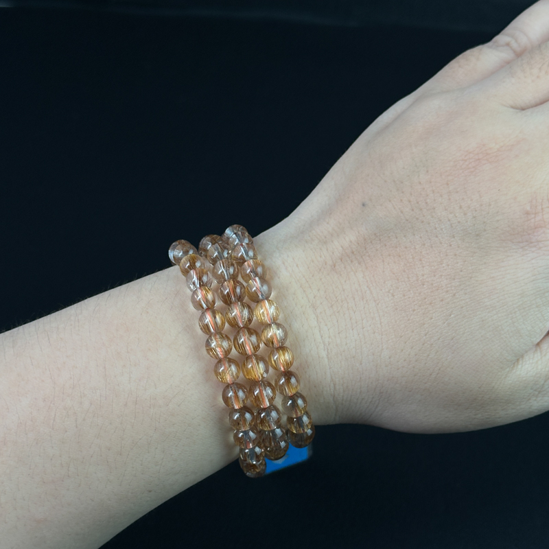 Vòng cuốn Thạch Anh tóc nâu 6.5mm chuẩn 7A