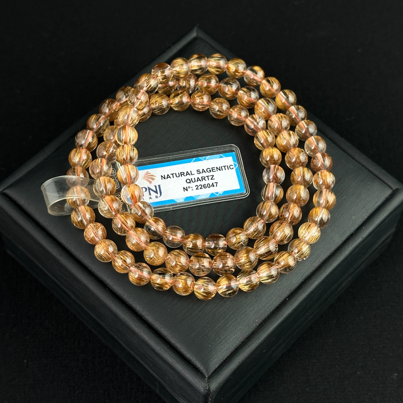 Vòng cuốn Thạch Anh tóc nâu 6.5mm chuẩn 7A