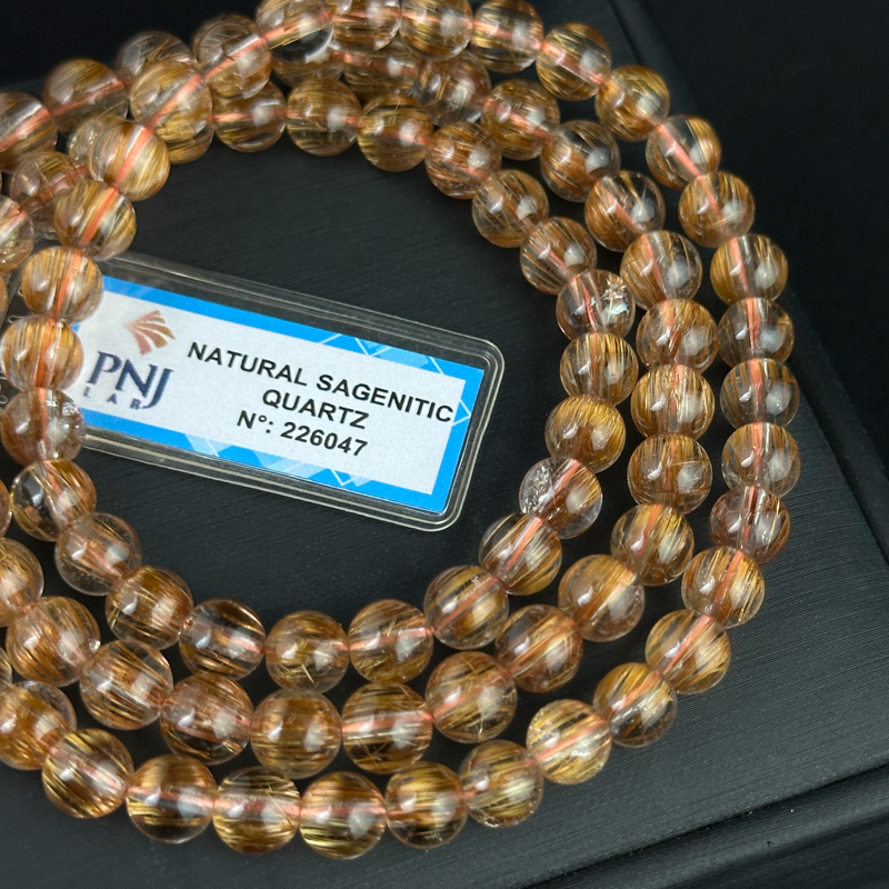 Vòng cuốn Thạch Anh tóc nâu 6.5mm chuẩn 7A