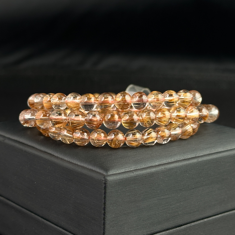 Vòng cuốn Thạch Anh tóc nâu 6.5mm chuẩn 7A