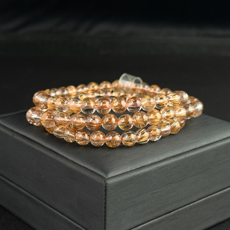 Vòng cuốn Thạch Anh tóc nâu 6.5mm chuẩn 7A