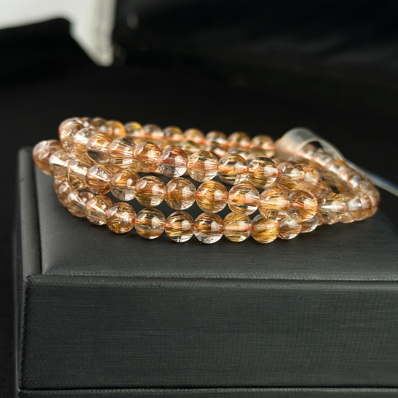 Vòng cuốn Thạch Anh tóc nâu 6.5mm chuẩn 7A