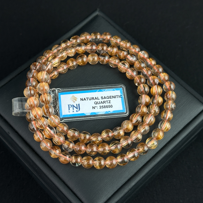 Vòng cuốn Thạch Anh tóc nâu 6mm chuẩn 7A