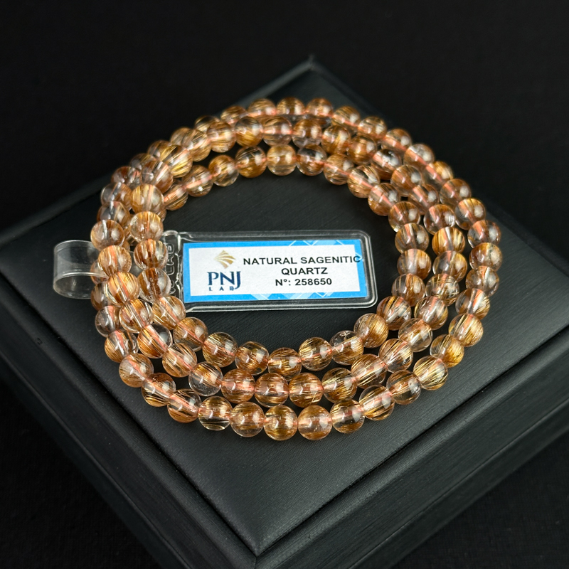 Vòng cuốn Thạch Anh tóc nâu 6mm chuẩn 7A