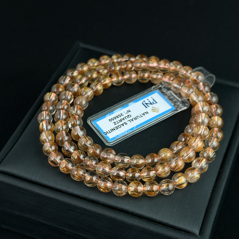 Vòng cuốn Thạch Anh tóc nâu 6mm chuẩn 7A