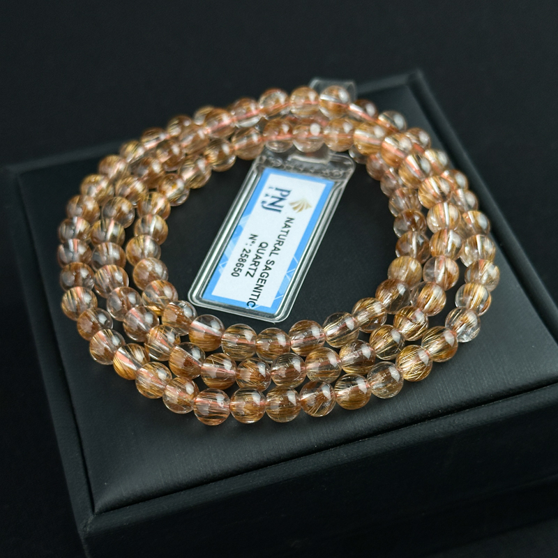 Vòng cuốn Thạch Anh tóc nâu 6mm chuẩn 7A