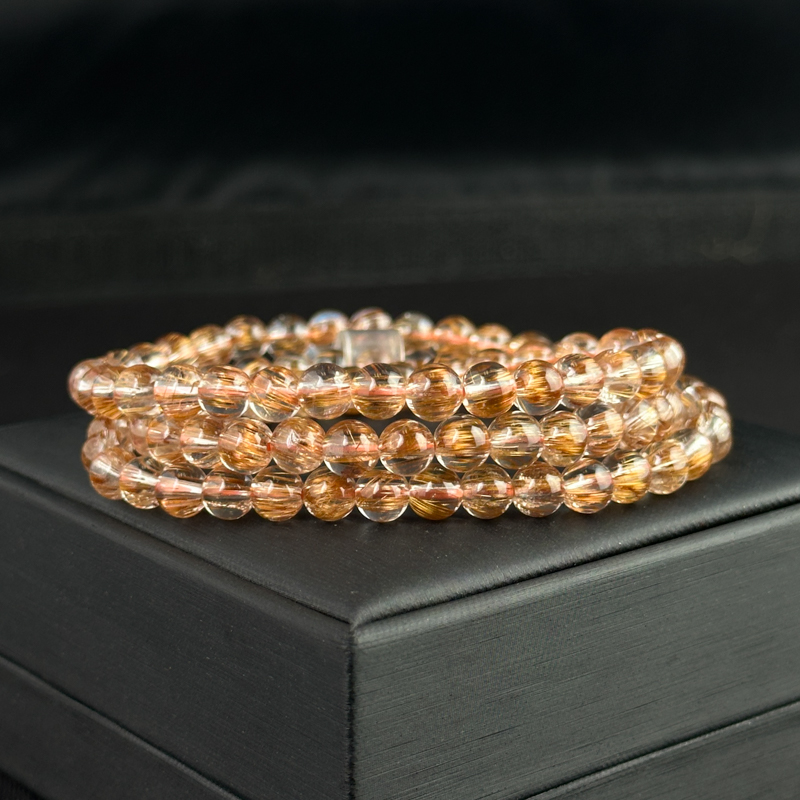 Vòng cuốn Thạch Anh tóc nâu 6mm chuẩn 7A