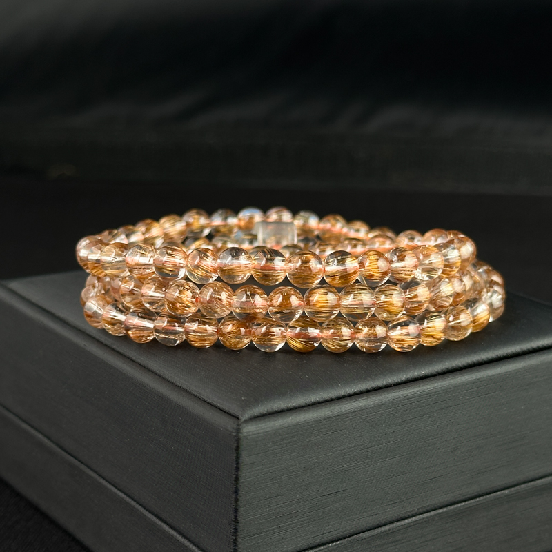 Vòng cuốn Thạch Anh tóc nâu 6mm chuẩn 7A