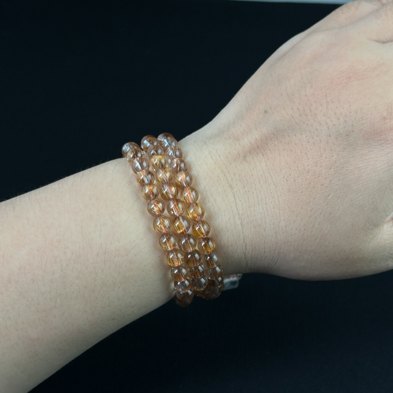 Vòng cuốn Thạch Anh tóc nâu 6mm chuẩn 7A