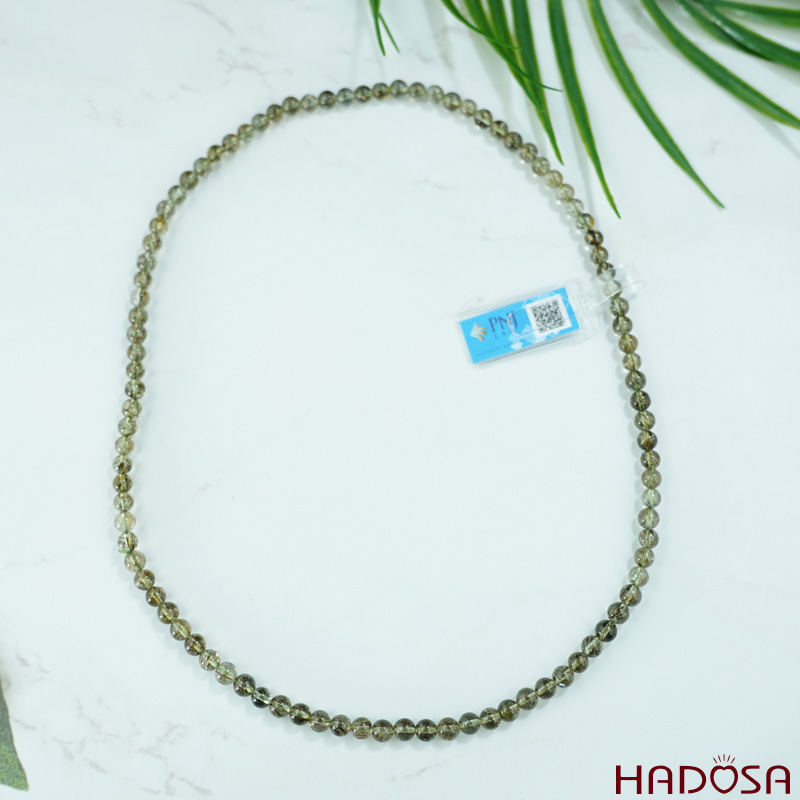 Vòng Chuỗi Cổ Thạch anh Tóc xanh 5mm chuẩn 5A