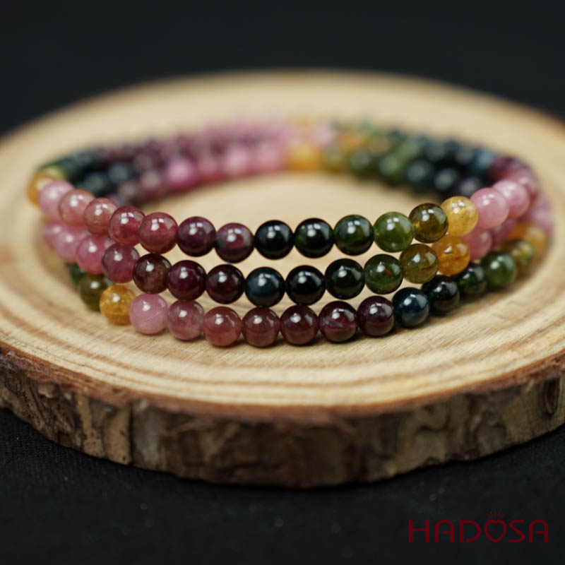Vòng cuốn Tourmaline Hồng Lục Bảo 5mm chuẩn 5A