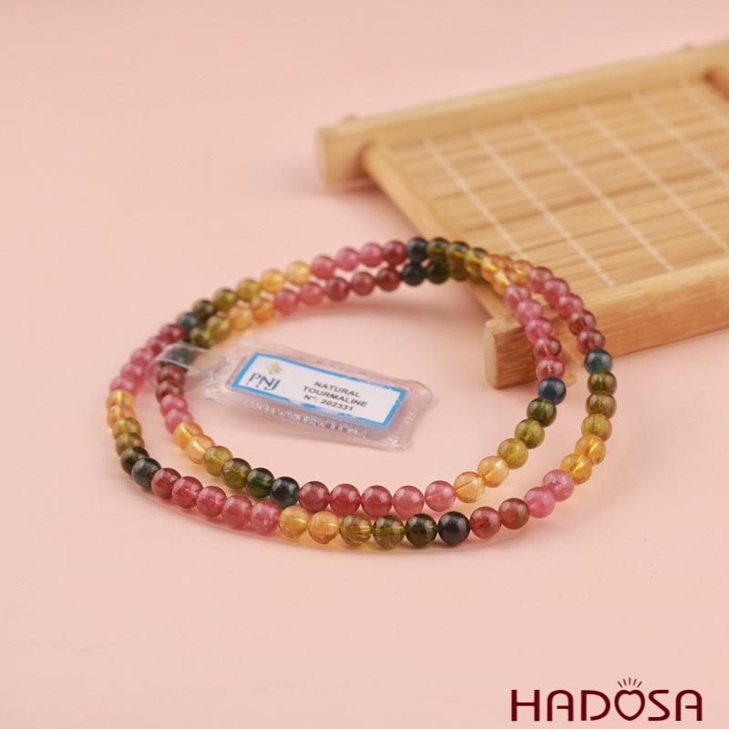 Vòng cuốn Tourmaline Hồng Lục Bảo 6mm chuẩn 7A