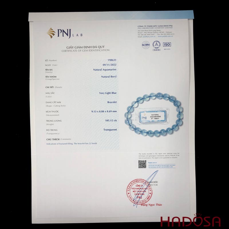 Vòng đá Aquamarine 09mm chuẩn 7A