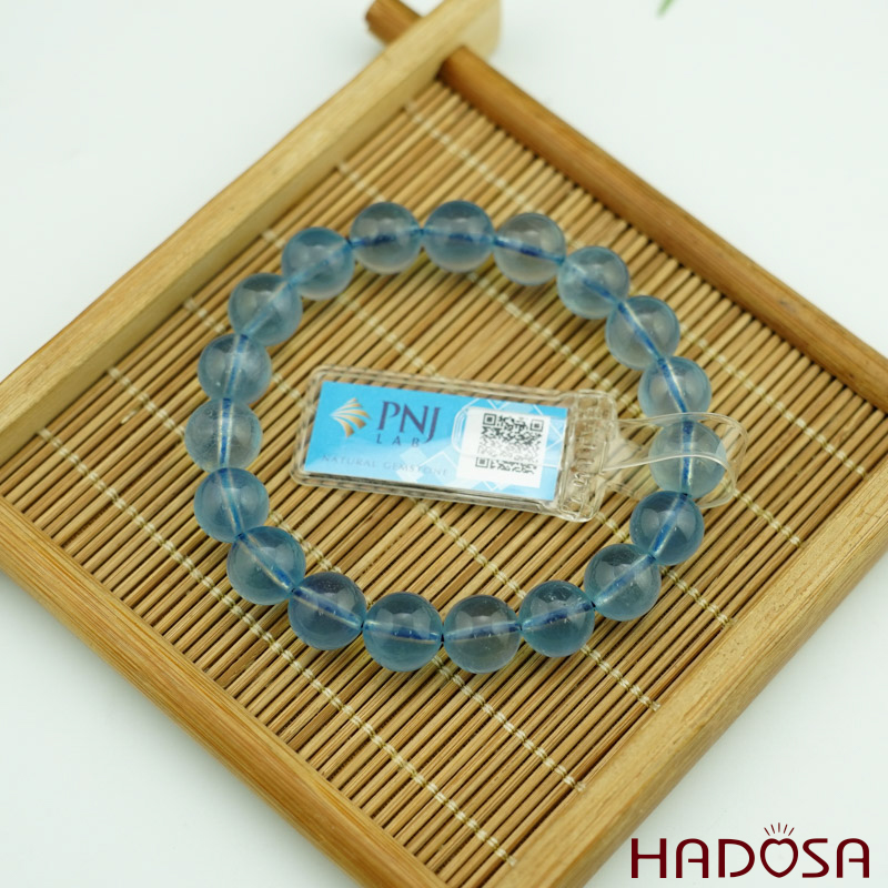 Vòng đá Aquamarine 10mm chuẩn 8A