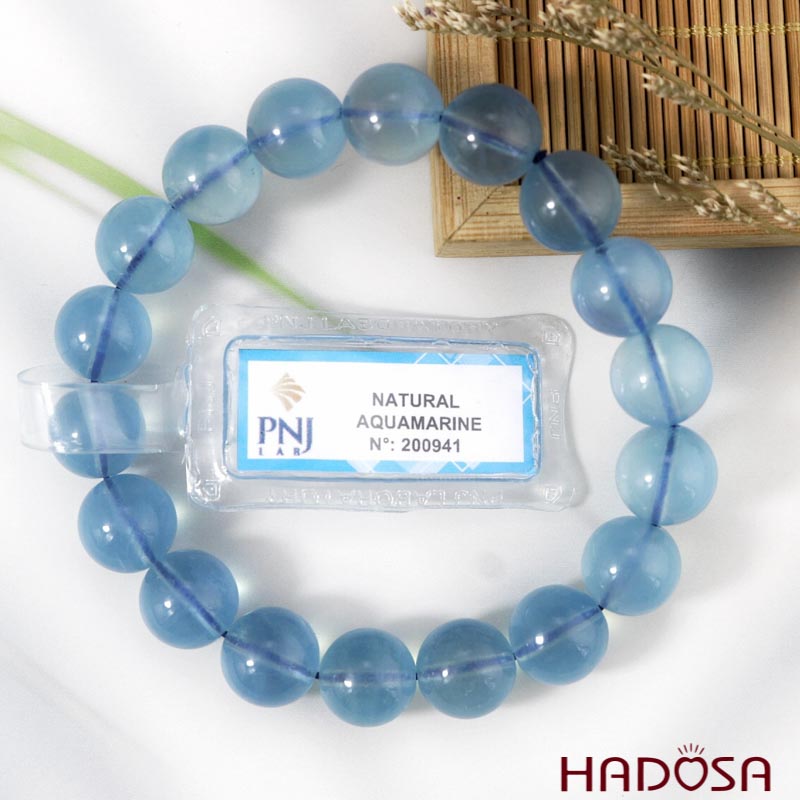 Vòng đá Aquamarine 11mm chuẩn 8A